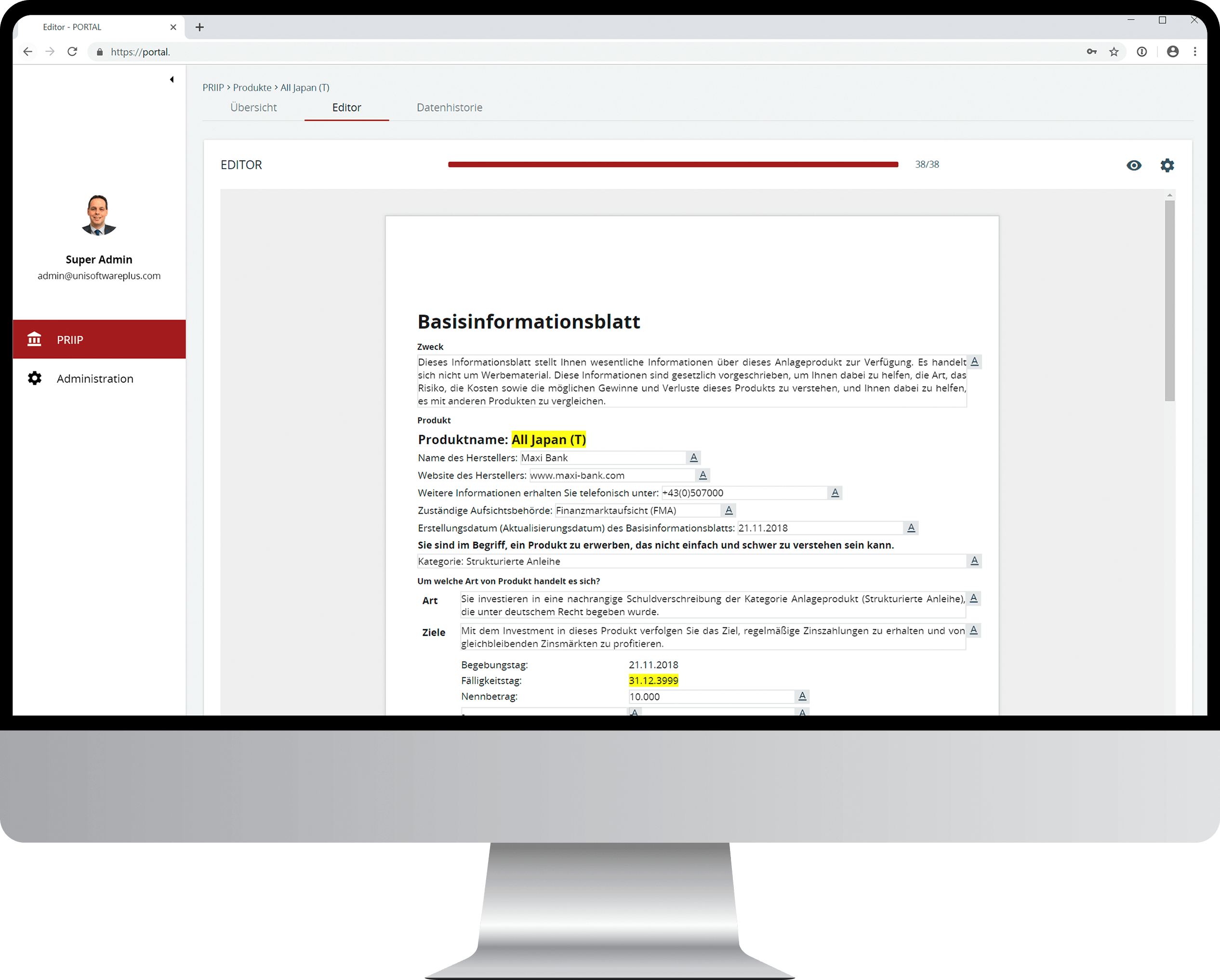 PRIIP Editor - UnRiskOmega