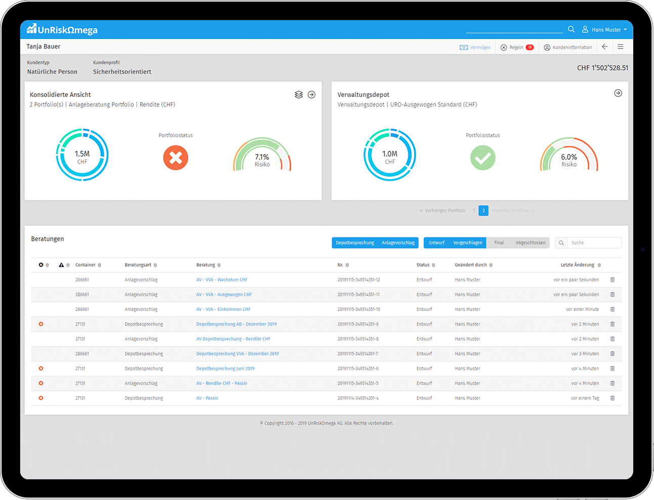 Wealth - K-Dashboard - Tablet